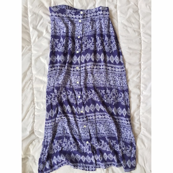 Blue Pattern Maxi Skirt