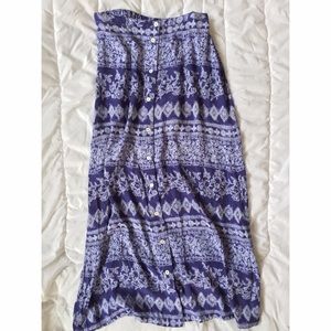 Blue Pattern Maxi Skirt