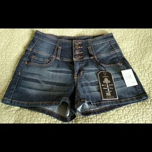 Dark Denim High Waist Shorts
