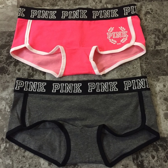 2 NWT PINK SMALL LOGO BOYSHORTS