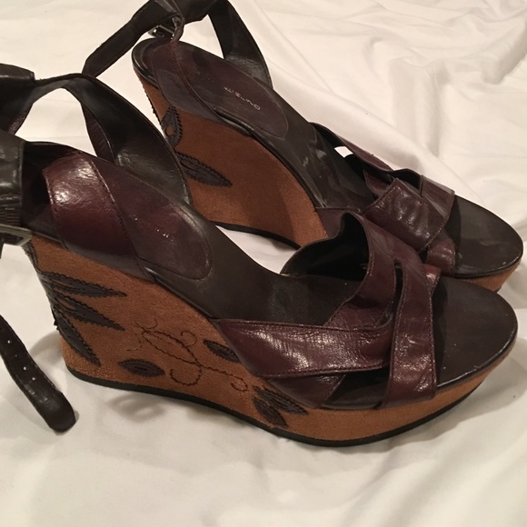 Brown wedge sandals