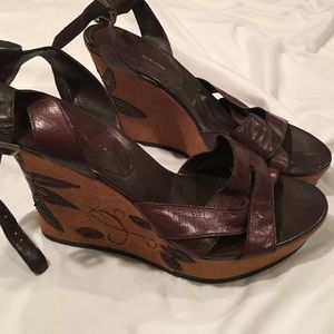 Brown wedge sandals