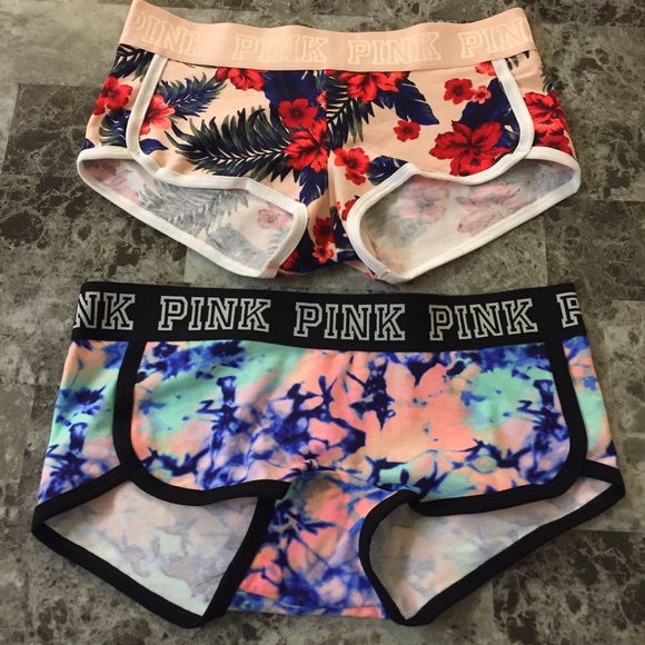 2 NWT PINK SMALL LOGO BOYSHORTS