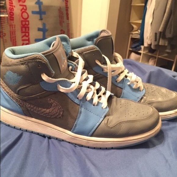 Jordan 1's, blue and grey.