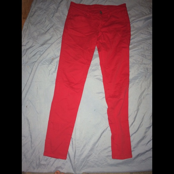 AE low cut stretchy red skinny jeans