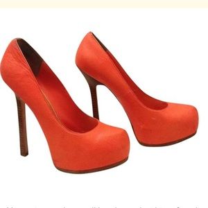 Orange Bebe platform heels