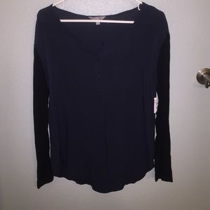 Navy Blue and Black Long Sleeve Tee