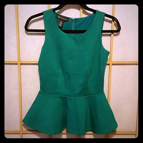 Emerald Peplum Top (NWOT)