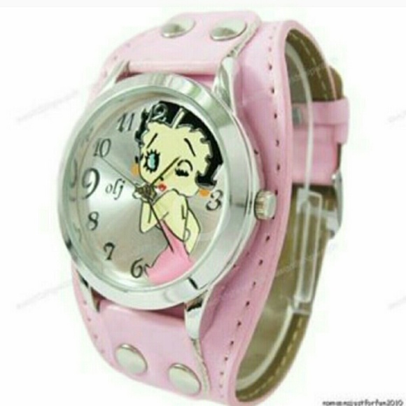 BETTY BOOP PINK LEATHER STRAP WRIST WATCH