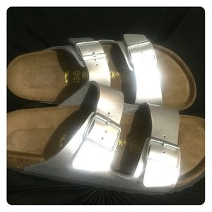 NEW silver Birkenstocks