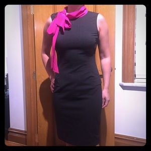 Love Moschino dark blue fitted dress w/pink scarf