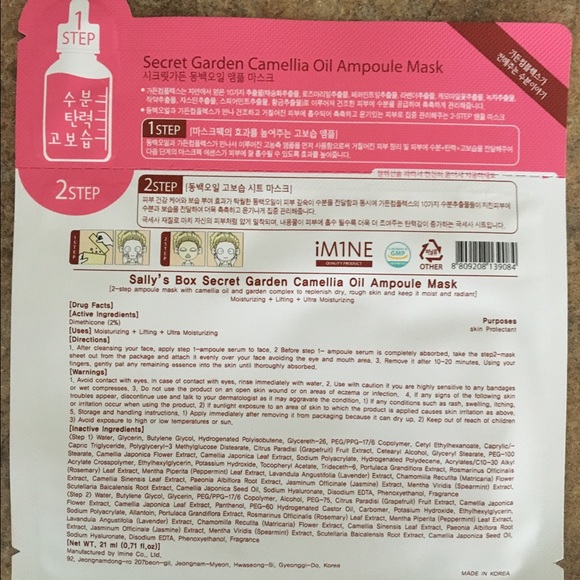 Secret Garden Camellia Oil Ampoule Face Mask - Picture 2 of 3