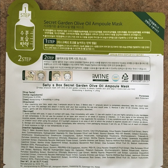 Secret Garden Olive Oil 2-Step Ampoule Face Mask - Picture 2 of 2