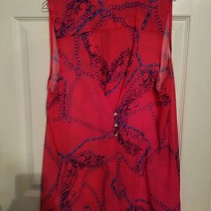 Sleeveless Baby Blue and pink chain design shirt