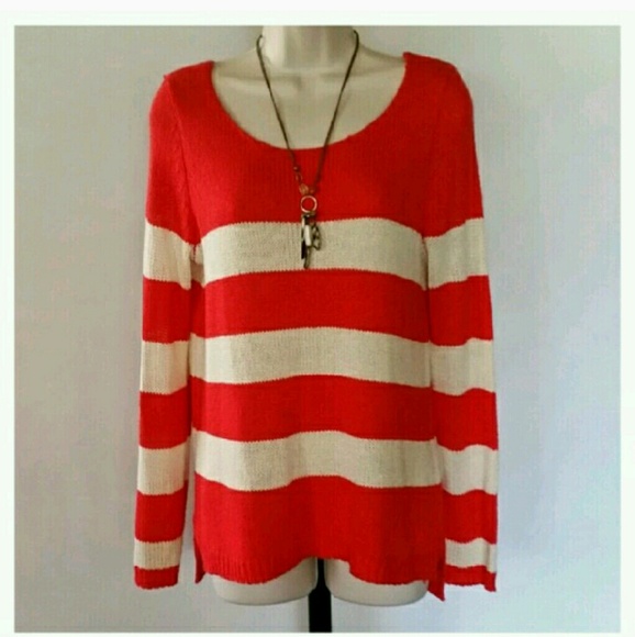 Red/Orange and Cream knit Sweater