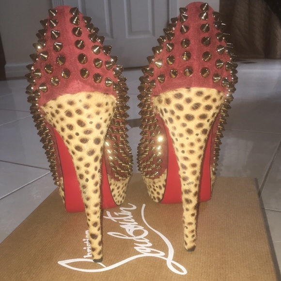 Christian louboutin spiked peep toe heels
