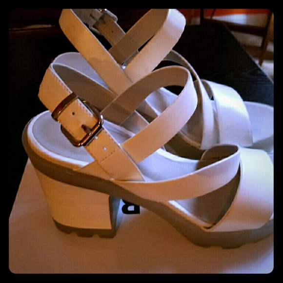 Aldo white chunky heel sandals