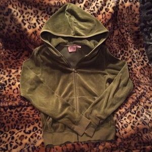 Juicy Couture Zip Up Olive Green Velour Hoodie