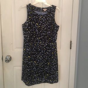 Navy and Yellow Print Sheath Dress