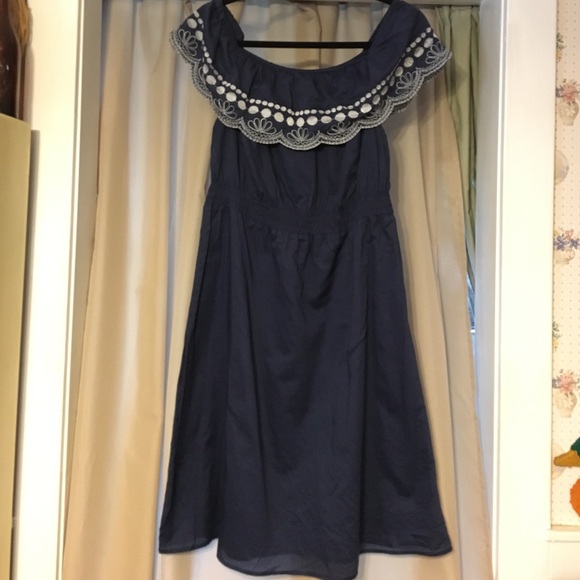 Super cute blue dress with embroidered collar