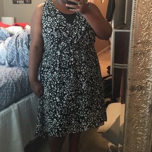 A black Polkadotted dress