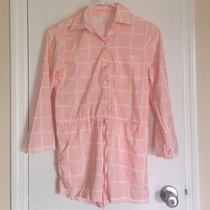 Pink Gridded Romper