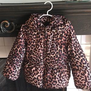 Girls leopard puffer jacket