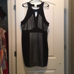 A tight black and silver dress