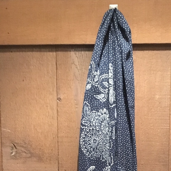 Blue MADEWELL scarf with white printed pattern