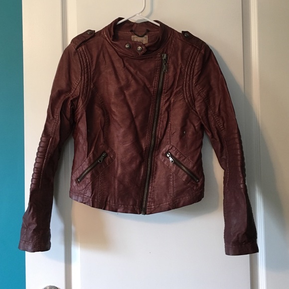 Vegan leather cropped moto jacket