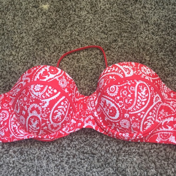 Red paisley bikini top
