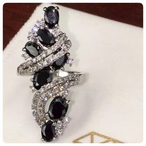Marcasite, White Topaz, Sterling Silver Ring