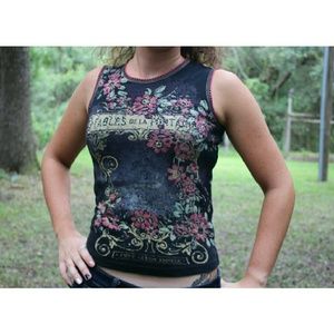 Skinny Minnie high neck tank top with shiny studs