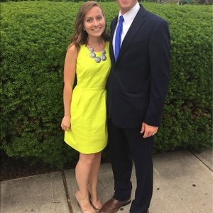 J Crew Textured Cotton Dress Neon Yellow