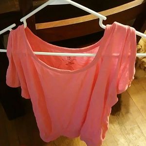 Hot pink top cut out sleeve shirt