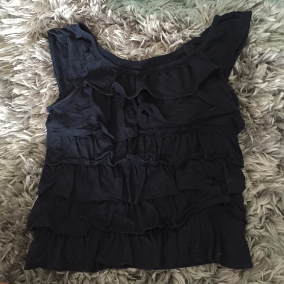Hollister sleeveless navy blue top with ruffles