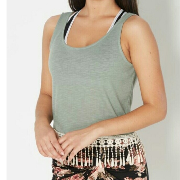 Light Green Crochet Drop Tank. NWT