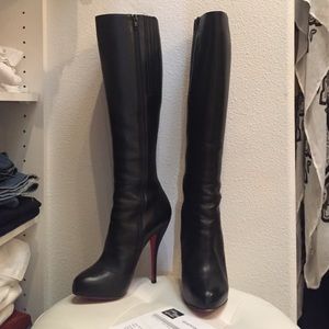 Christian Louboutin leather knee high boots black