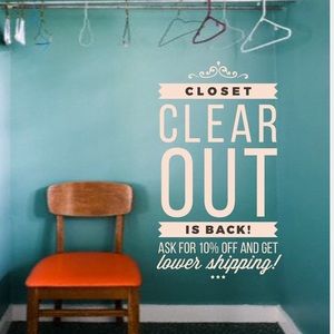 Closet Clear Out is Back! Save on shipping!