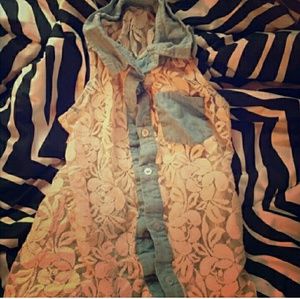 Lace & Denim Button Up