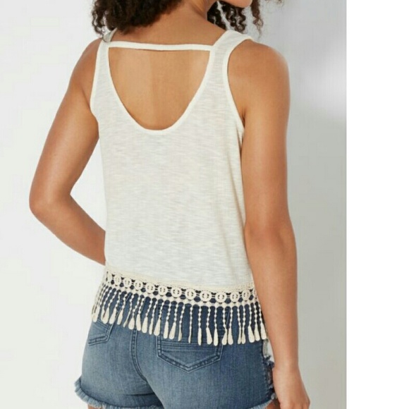 NWT Ivory Crochet Drop Tank Top. - Picture 2 of 3