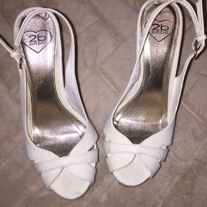 Bebe White Peep Toe Heels
