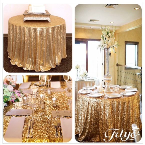90" Round Sparkly gold Sequin Table Cloth