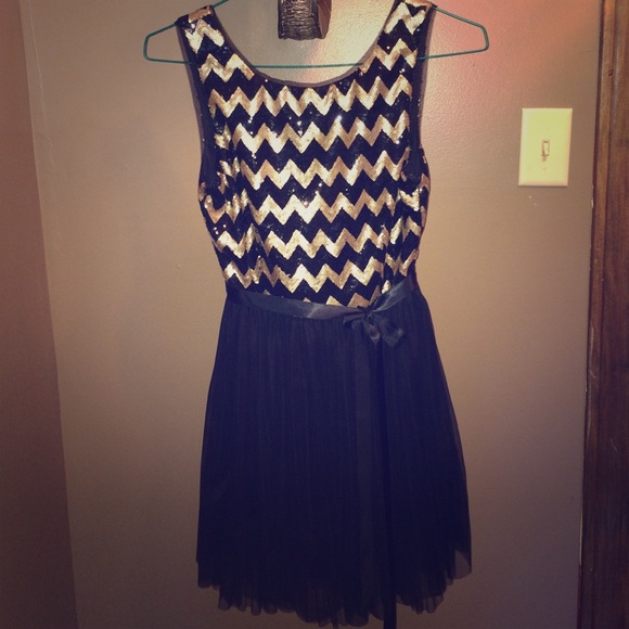 Gold and black chevron dress