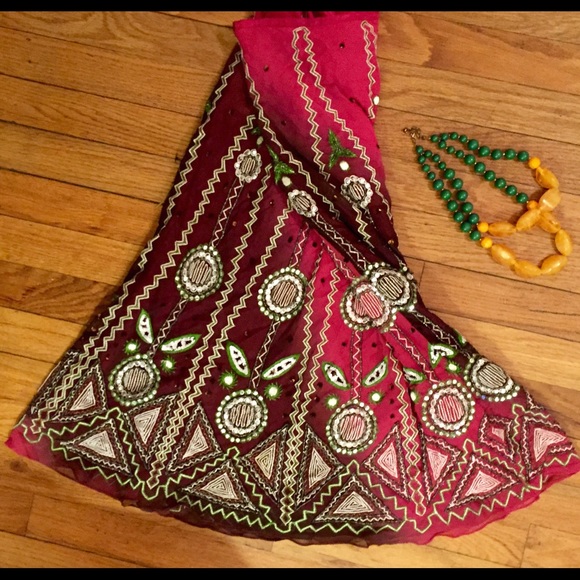 AFTERSHOCK Embellished Silk Skirt