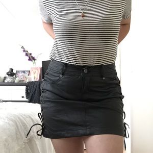 faux leather lace-up skirt ♡