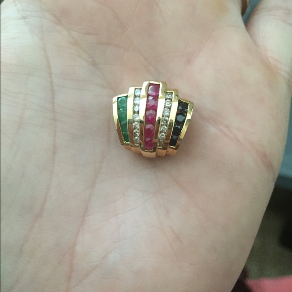 Ruby, diamond, Emerald and sapphire drop - Picture 1 of 1
