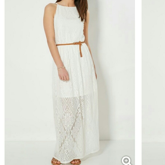 NWT Ivory Geo Gem Crochet Maxi Dress.