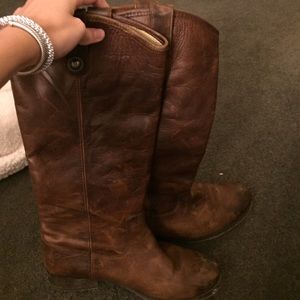 Brown frye riding boots