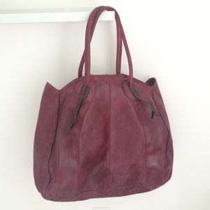 Purple leather tote, used once, from Anthropologie